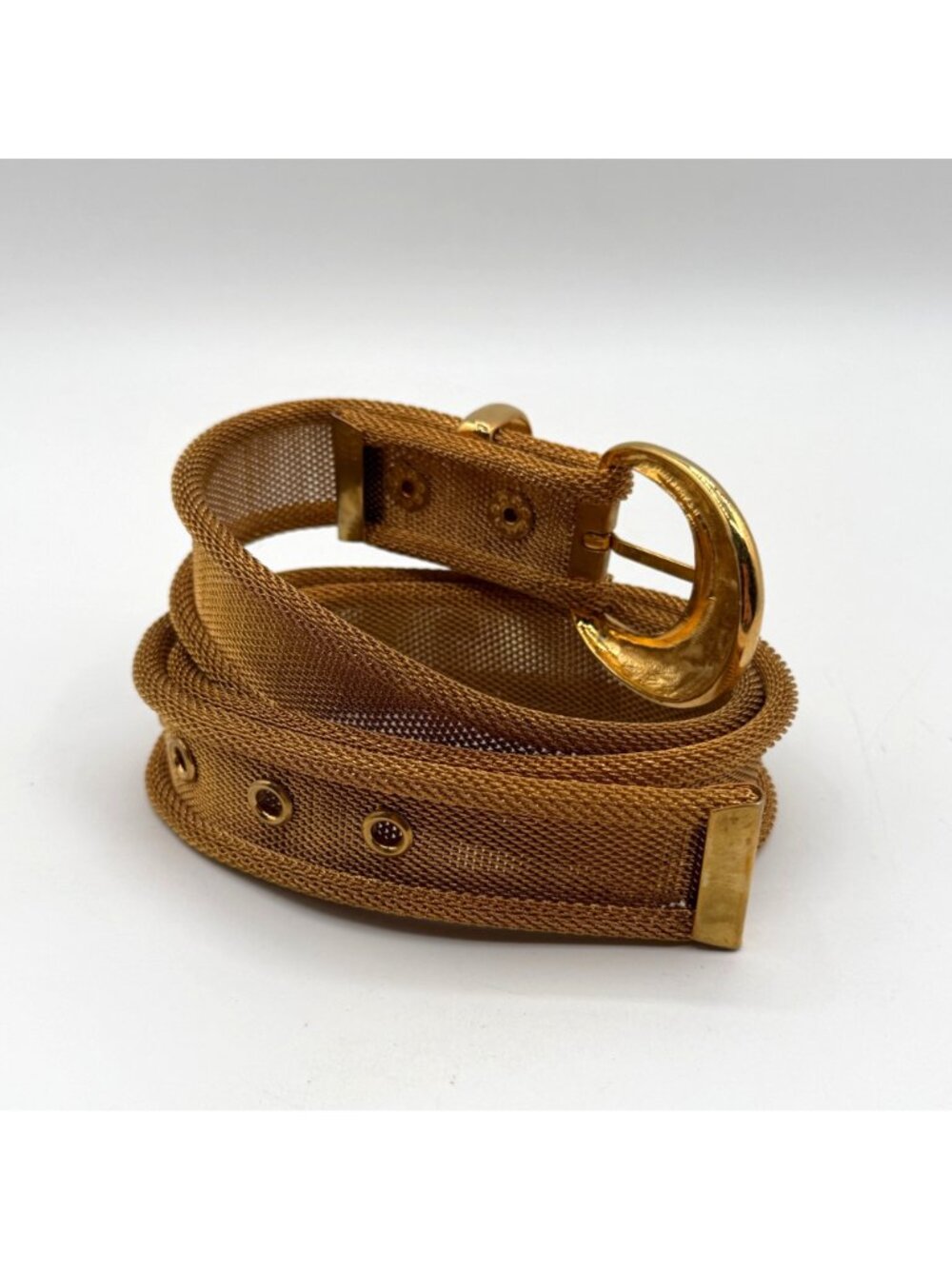 Vintage Gold Tone Mesh Metal Retro Disco Belt - Picture 2 of 4